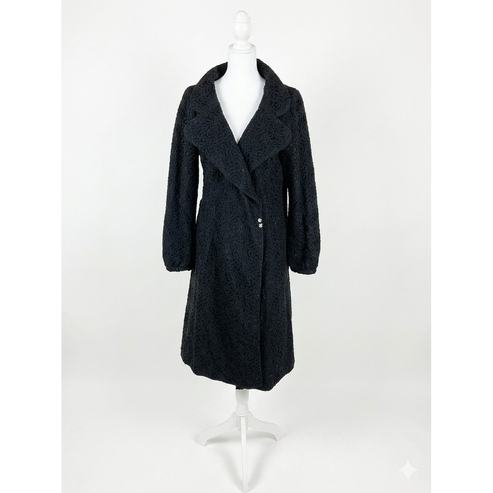 White House Black Market Black Floral Lace Portrait Collar Evening Coat XL
